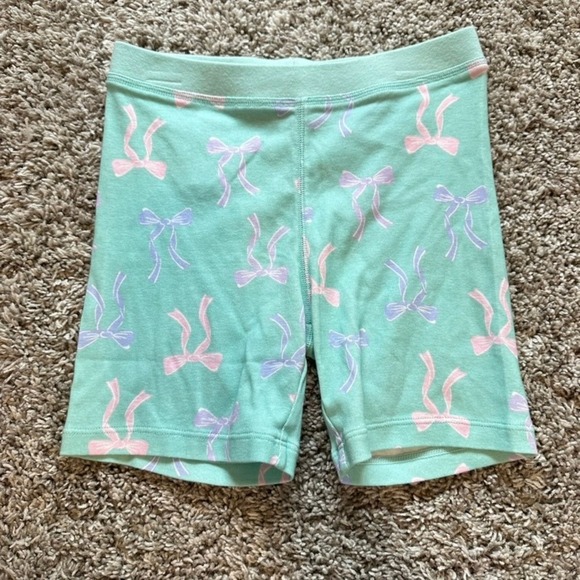 Crewcuts Girls Bike Shorts Pajama Bottoms Size 8 Green Bow Print 100% Cotton - Picture 1 of 5